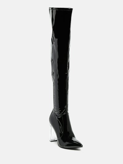 London Rag Noire Thigh High Long Boots In Patent Pu product