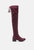 Nople Knee Boots With Drawstring - Dark Red