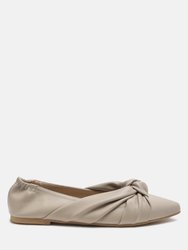 Norma Knot Detail Elasticated Ballet Flats - Taupe