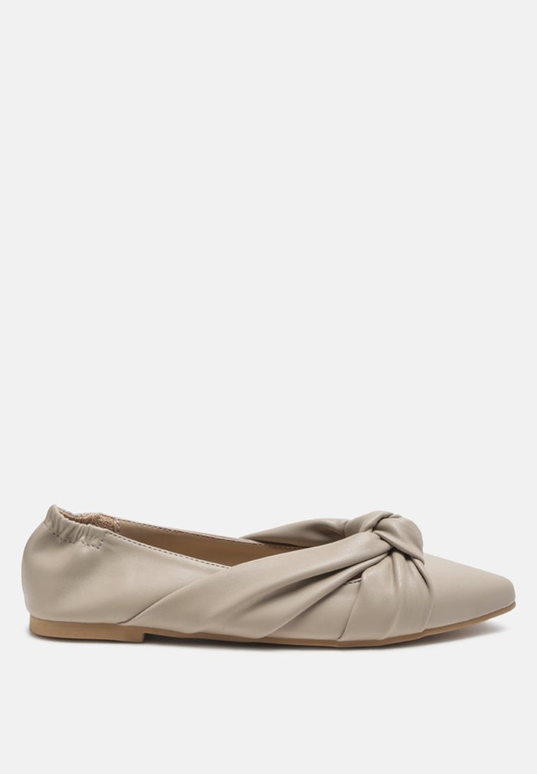 Norma Knot Detail Elasticated Ballet Flats - Taupe