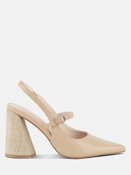 Nougat Flared Heel Party Sandals - Beige