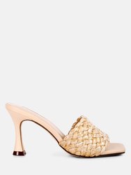 Ny Tour Braided Strap Heel Sandals - Beige