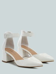 Nymph Faux Leather Low Block Heel Sandals