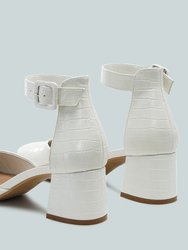 Nymph Faux Leather Low Block Heel Sandals