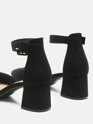 Nymph Low Block Heel Micro Suede Sandals