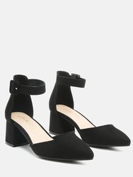 Nymph Low Block Heel Micro Suede Sandals