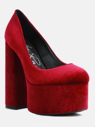 Old Novelty Platform Heel Velvet Pumps