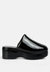 Olori Solid Platform Slip On Mules - Black