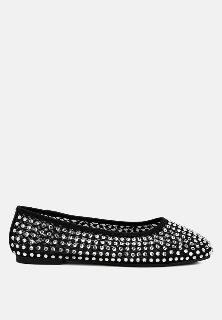 Orson Naked Rhinestone Ballerinas - Black