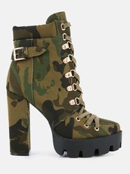 Palmetto Camouflage Ankle Boots - Khaki