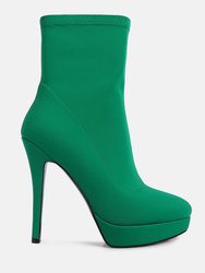 Patotie Lycra High Heel Ankle Boots - Green