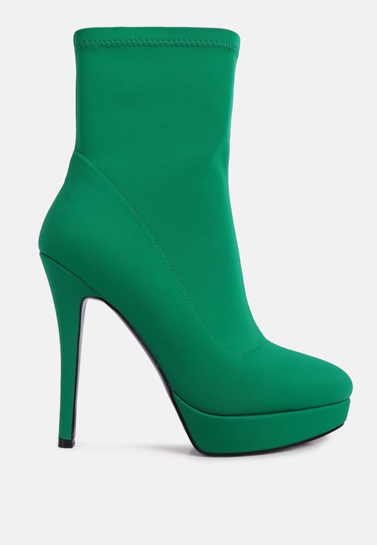 Patotie Lycra High Heel Ankle Boots - Green