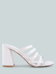 Peaches Strapped Rhinestone Embellished Sandals - White