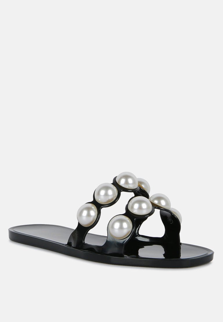 Pearla Faux Pearl Detail Jelly Flats