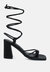 Piri Toe Ring Tie Up Block Sandals - Black