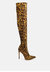Pokey Suede Over The Knee Block Heeled Boots - Leopard