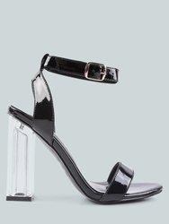 Poloma Clear Block Heel Party Sandals - Black