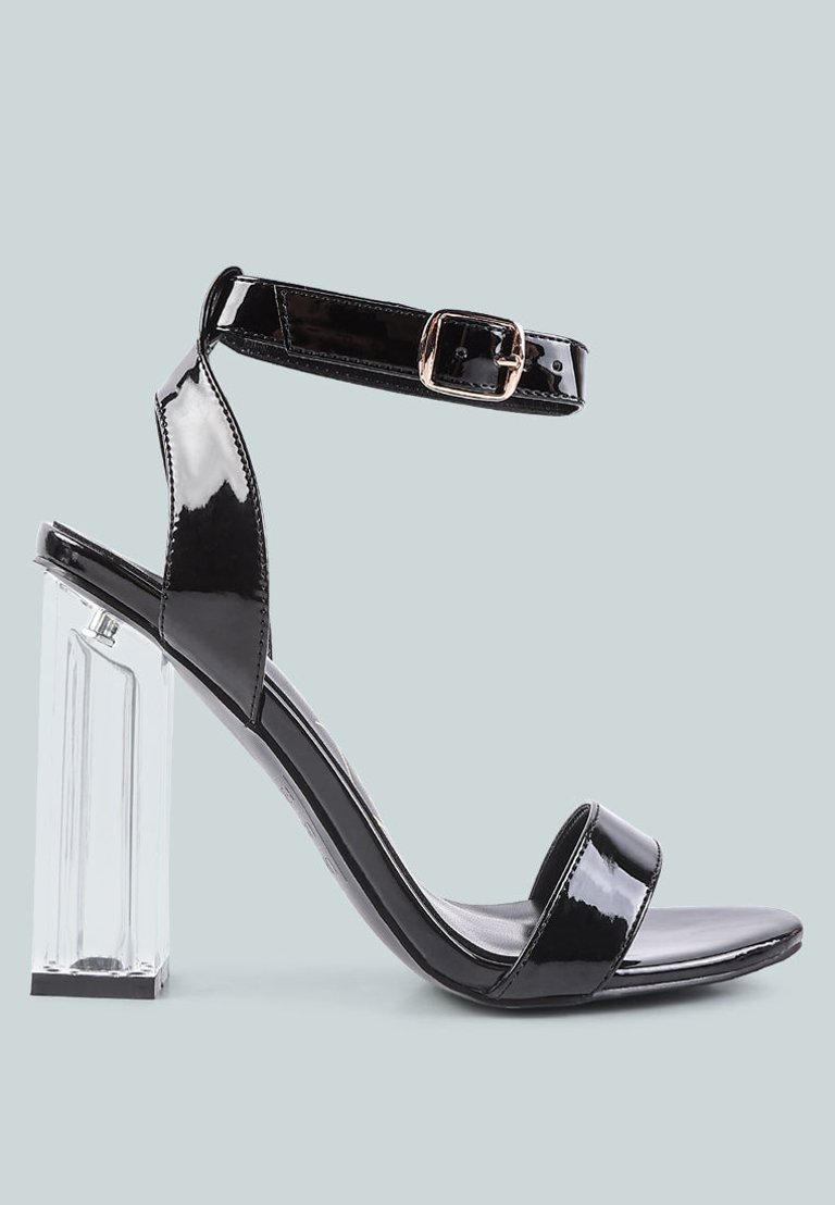 Poloma Clear Block Heel Party Sandals - Black