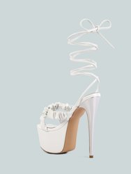 Pop Era Ruched Straps Tie Up Sandals