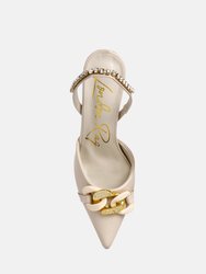 Pull Me Diamante Embellished Chain Sandals