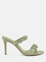 Qualie Ruched Strap Stiletto Sandals - Mint