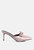 Queenie Satin Stiletto Mule Sandals - Beige