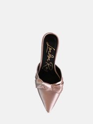 Queenie Satin Stiletto Mule Sandals