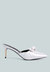Queenie Satin Stiletto Mule Sandals - White
