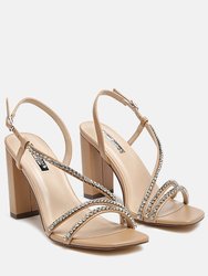 Raisins Pie Diamante Embellished Block Heel Sandals