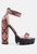 Rattle Snake Print Chunky High Block Heel Sandals - Pink