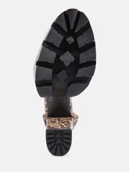 Rattle Snake Print Chunky High Block Heel Sandals