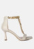 Real Gem T Strap Chain Detail Sandals - Taupe