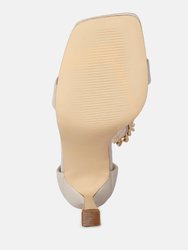 Real Gem T Strap Chain Detail Sandals