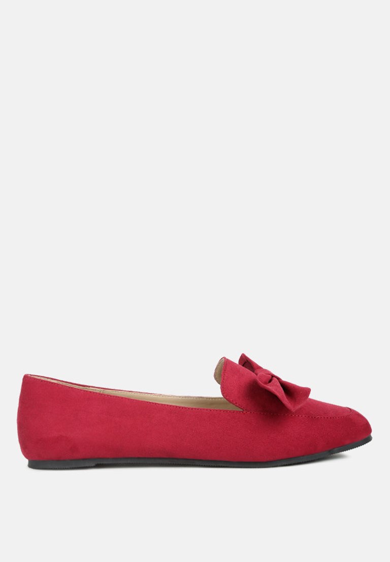 Remee Front Bow Loafers - Red