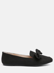 Remee Front Bow Loafers - Black