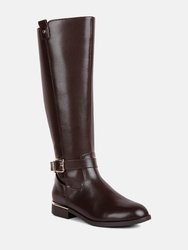 Renny Buckle Strap Embellished Calf Boots