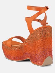 Richness Rhinestones Embellished Ultra High Wedge Sandals