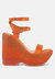Richness Rhinestones Embellished Ultra High Wedge Sandals - Orange