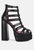 Rielle High Platform Cage Boot Sandals - Black