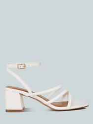Right Pose Faux Leather Block Heel Sandals - Off White