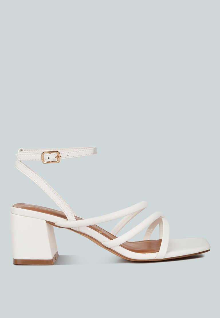 Right Pose Faux Leather Block Heel Sandals - Off White