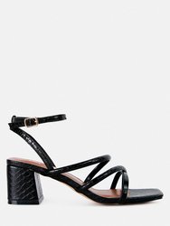 Right Pose Faux Leather Block Heel Sandals - Black