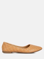Rikhani Quilted Detail Ballet Flats - Beige
