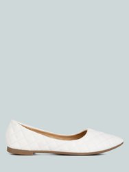 Rikhani Quilted Detail Ballet Flats - White