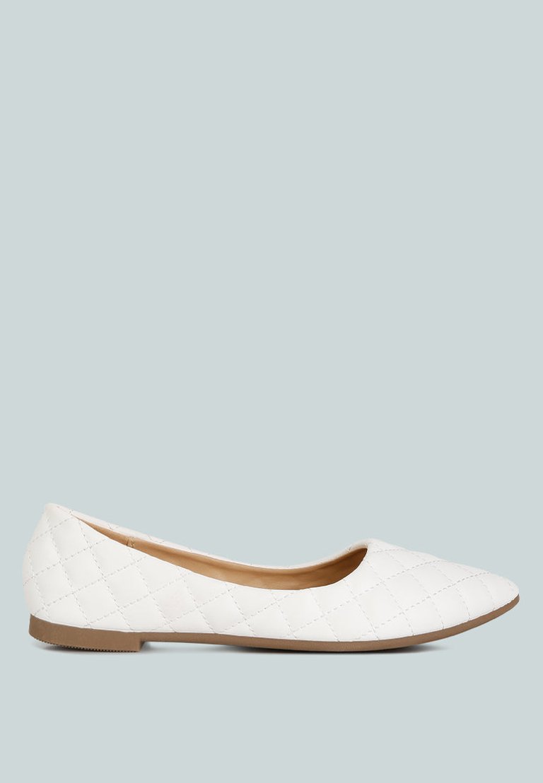 Rikhani Quilted Detail Ballet Flats - White