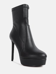 Rossetti Stretch Pu High Heel Ankle Boots - Black