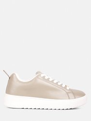 Rouxy Faux Leather Sneakers - Taupe