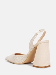 Saranna Rhinestone Embellished Suede Heel Sandals