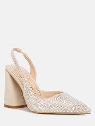 Saranna Rhinestone Embellished Suede Heel Sandals