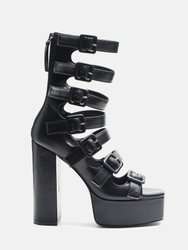 Sarouchi Caged Gladiator Platform Sandals - Black